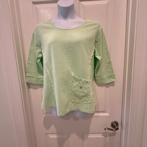 Palm Grove Linen Mint Green Women's Top size PL